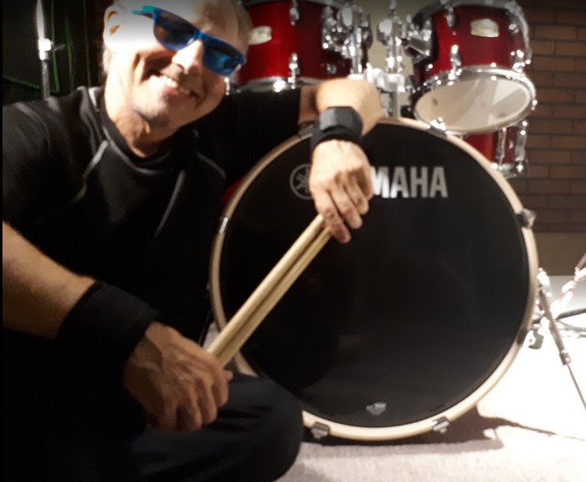 Glen with a Yamaha drum kit